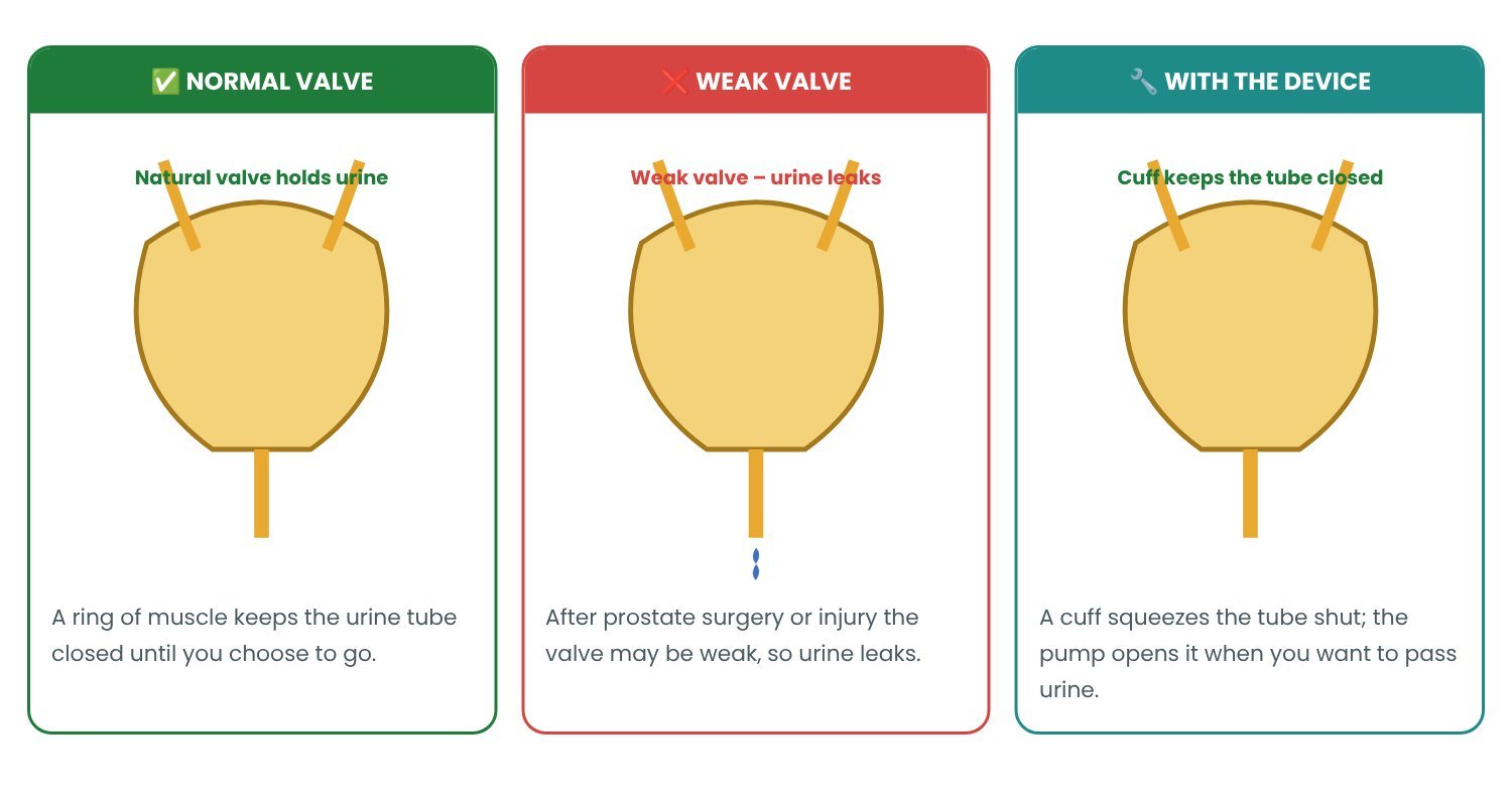 Artificial Urinary Sphincter: normal vs abnormal explained in pictures