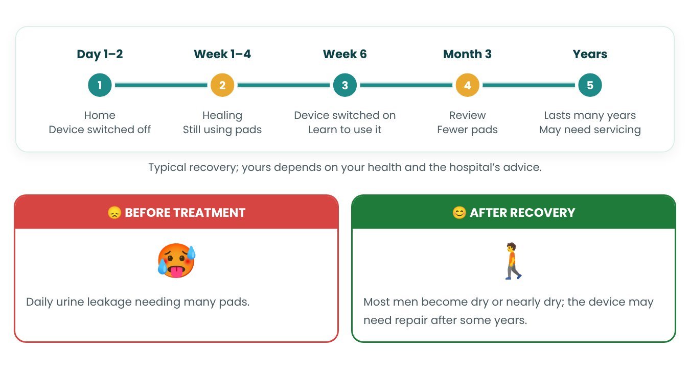 Recovery timeline after Artificial Urinary Sphincter