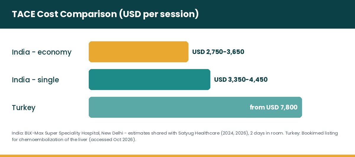 TACE cost in India vs Turkey per session