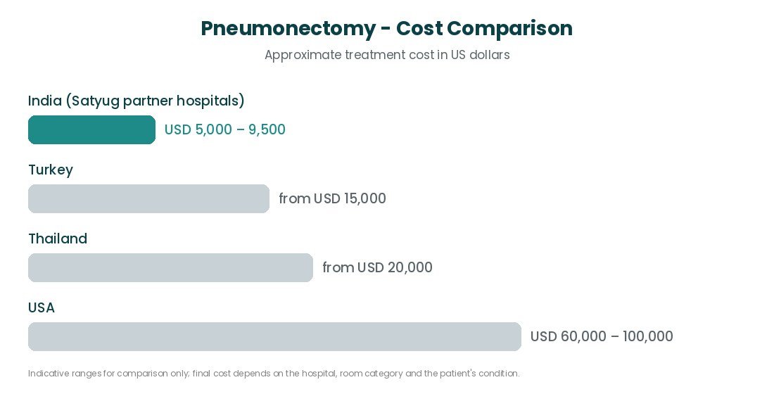 Pneumonectomy cost comparison India USA UK Turkey